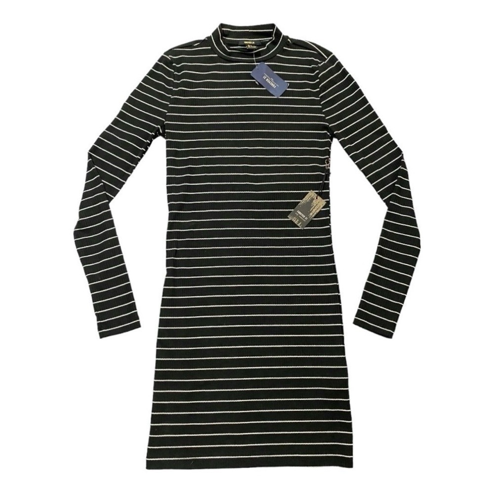 Forever 21 Striped Knit Dress S Black Long Sleeve Preppy Twee Academia - Picture 1 of 7